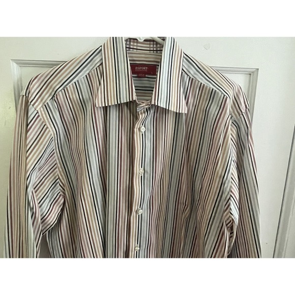 Report‎ Collection Men's Sz L Dress Shirt Rainbow Colored Striped Long Sleeve - Picture 5 of 9